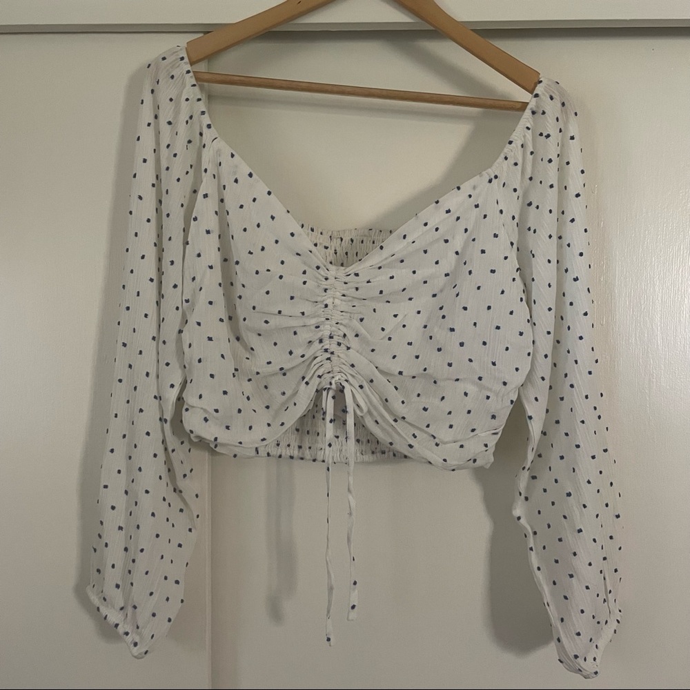 Ruched, tie-front top